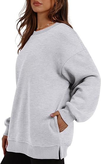 Oversized Drop-Shoulder Sweatshirt | Cozy Soft Interior, Side Pockets, Everyday Casual Pullover
