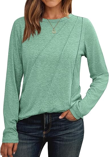 Long Sleeve Top with Sculpted Seam Lines | Lightweight Stretch Fabric | Flattering Structural Design