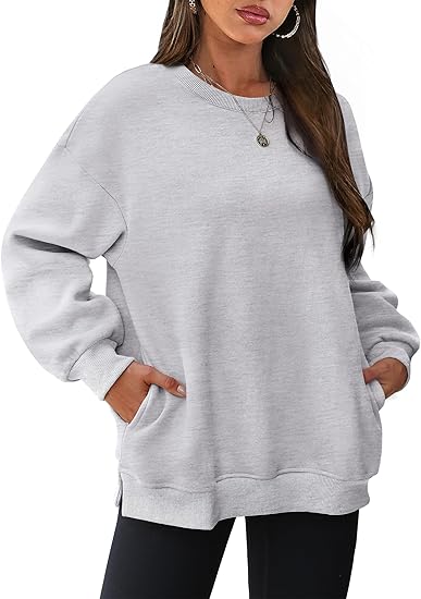 Oversized Drop-Shoulder Sweatshirt | Cozy Soft Interior, Side Pockets, Everyday Casual Pullover