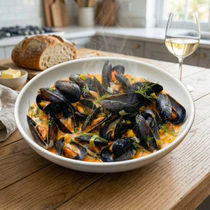 Frozen Blue Mussels in Half Shell – Rope Cultured